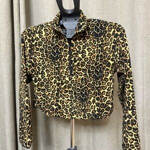 Aritzia Leopard Print Half-Zip Sweatshirt